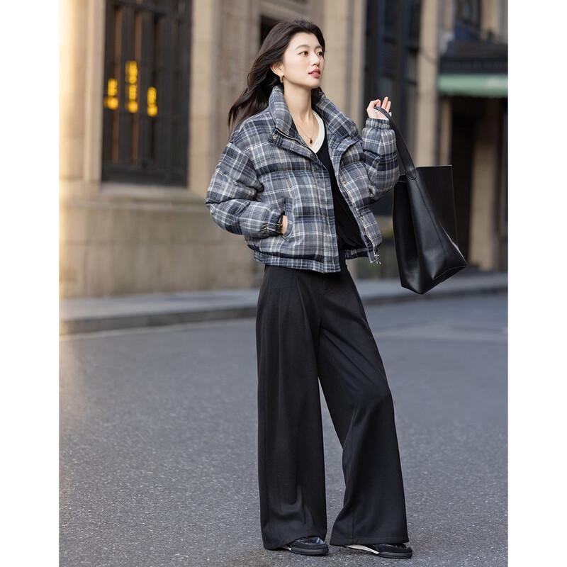 Demana Damen Retro Kontrast Karom Daunen Pufferjacke