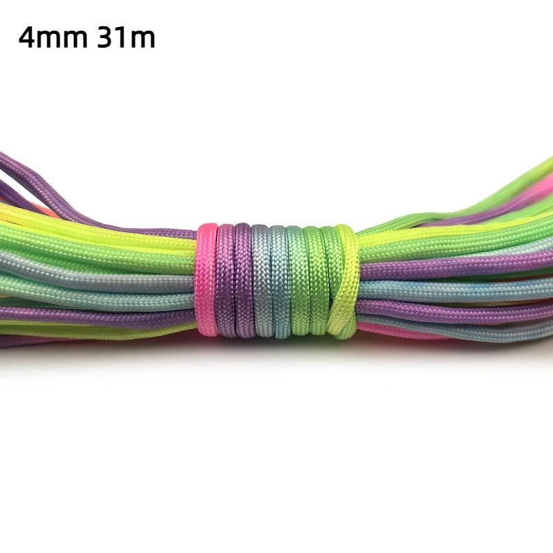 7 Strands Rainbow Paracord 2/3/4mm Parachute Rope Perfect for DIY Bracelet Making Backpacking Outdoor Survival Activities