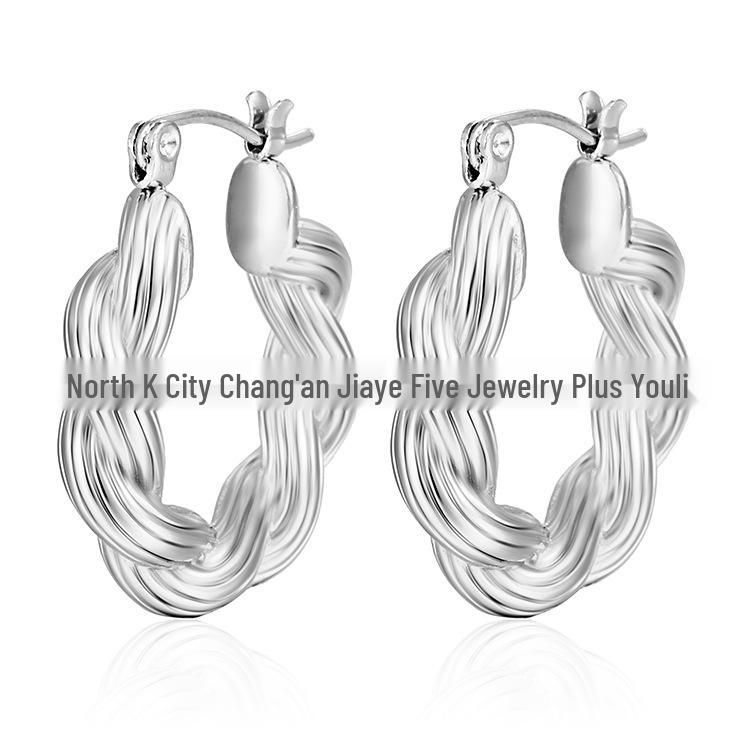18k Gold Minimalist Twisted Hoop Earrings - European & American Style