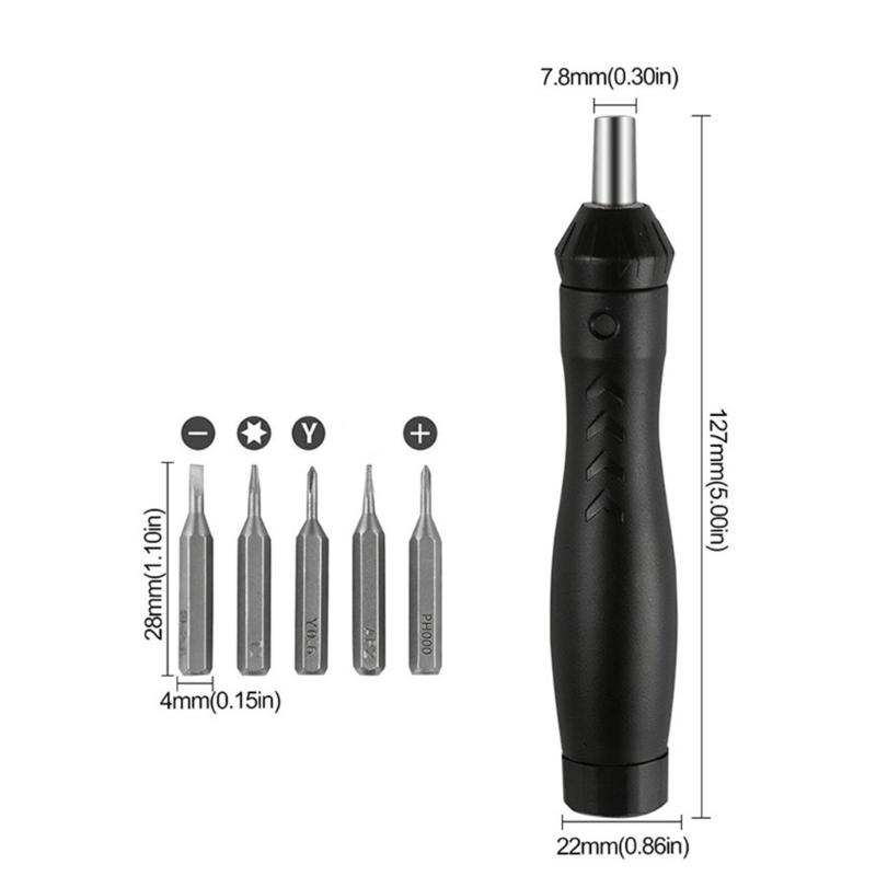 Practical Ratcheting Screwdriver 5 Piece Bit Set Smooth Ratcheting Mechanism Nonslip Handle Compact Storage Solution