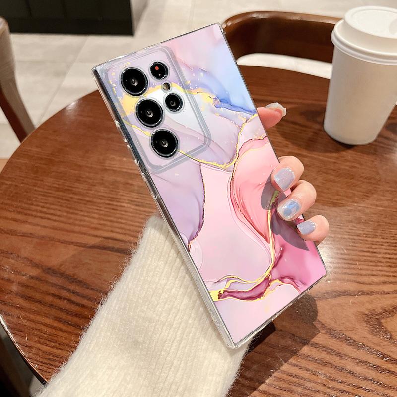 Marble Pattern Clear Phone Case For Samsung Galaxy S26 S25 S24 S23 Ultra S22 Plus S24 S21 FE S25 Edge Transparent TPU Soft Cover