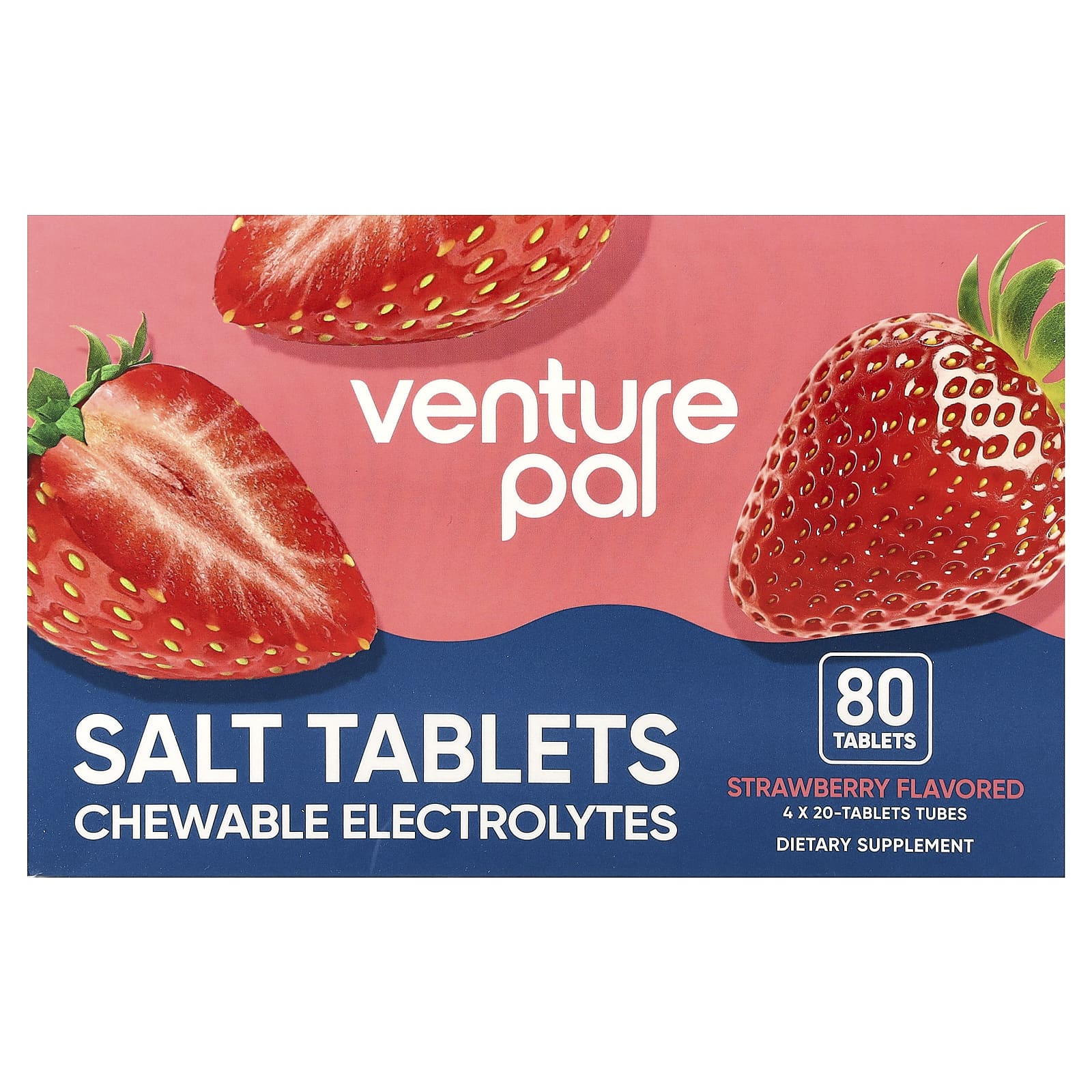 

Venture Pal, Salt Tablets Chewable Electrolyte, Strawberry Flavor, 80 Tablets