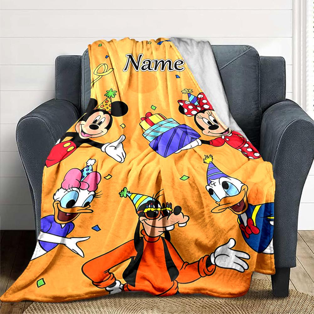 Custom Name Mickey Mouse Celebration blanket for Couch & Bed, Plush Cozy Fuzzy Blanket Super Soft & Warm Blankets for Fall and Winter. 090826