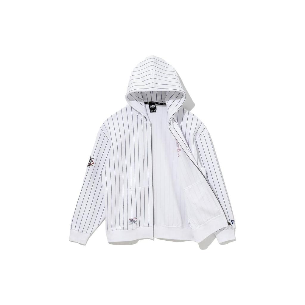New Era New York Mets Striped Zip-Up Hoodie Unisex hoodies White 13781115