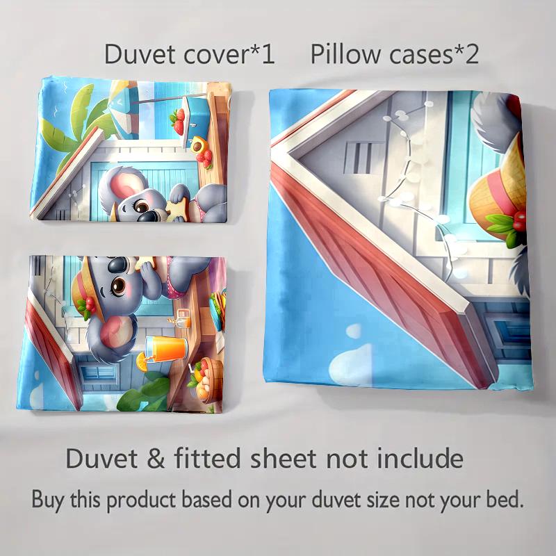 Koala Beach Picnic Bedding Duvet Cover Sets Duvet Covers Pillowcases Gifts (1 * Duvet Cover 2 * Pillowcases, Without Duvet Insert)