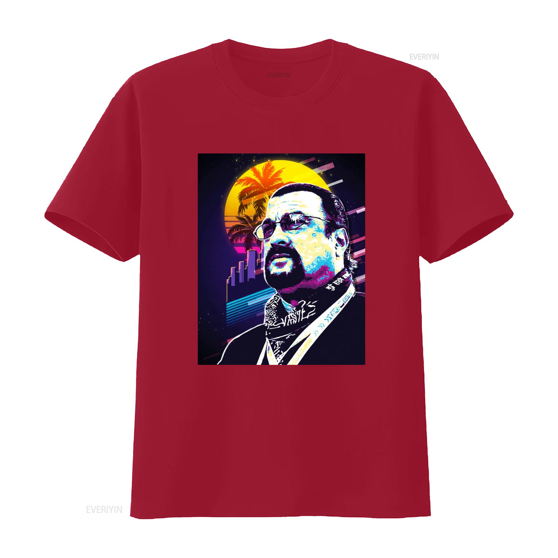 

Steven Seagal Retro Neon Cityscape Print T Shirt for Men Stylish and Unique Design vintage Washed graphic designer clothes S