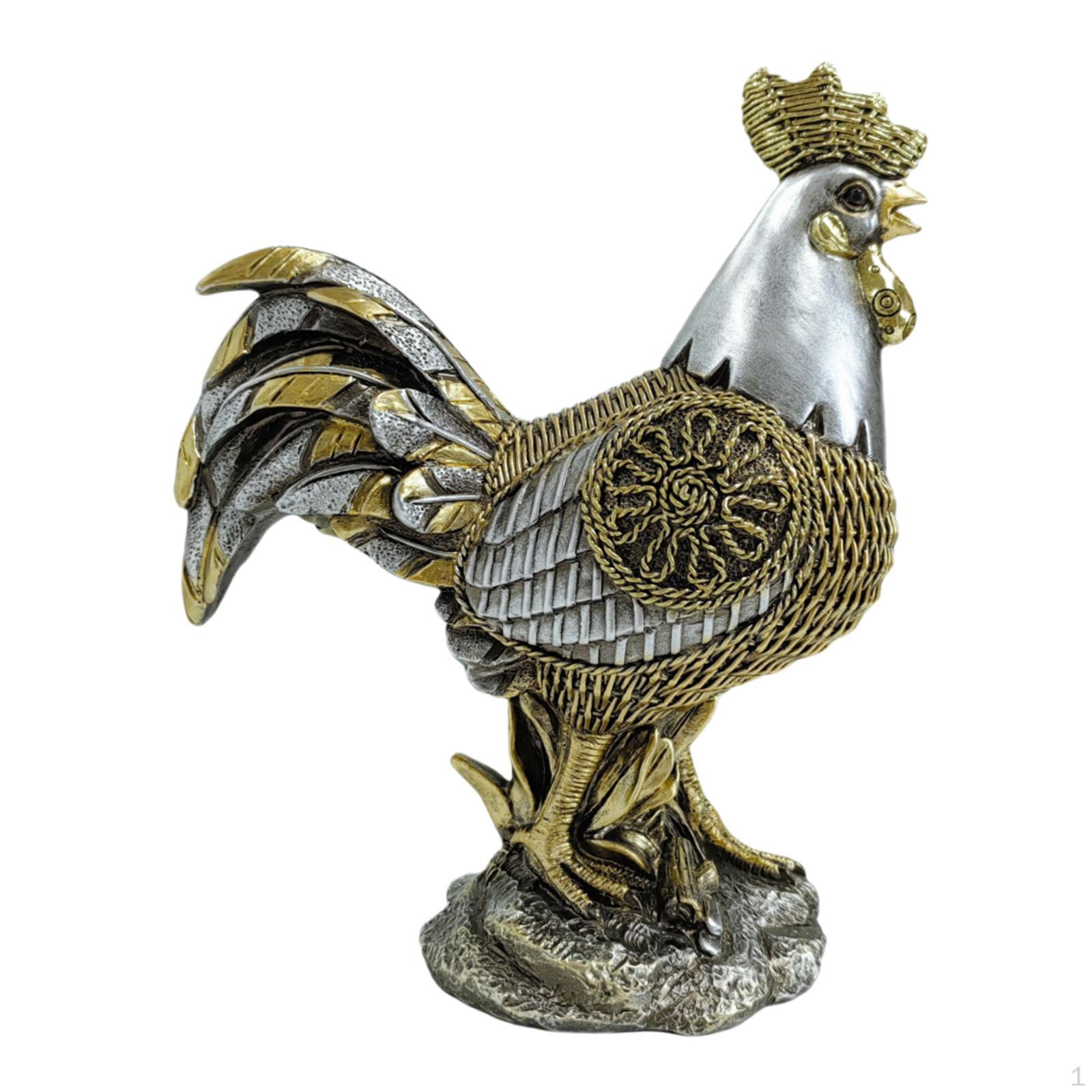 

Chicken Figurine Animal Statue Collectible Luck Crafts Sculpture for срібний