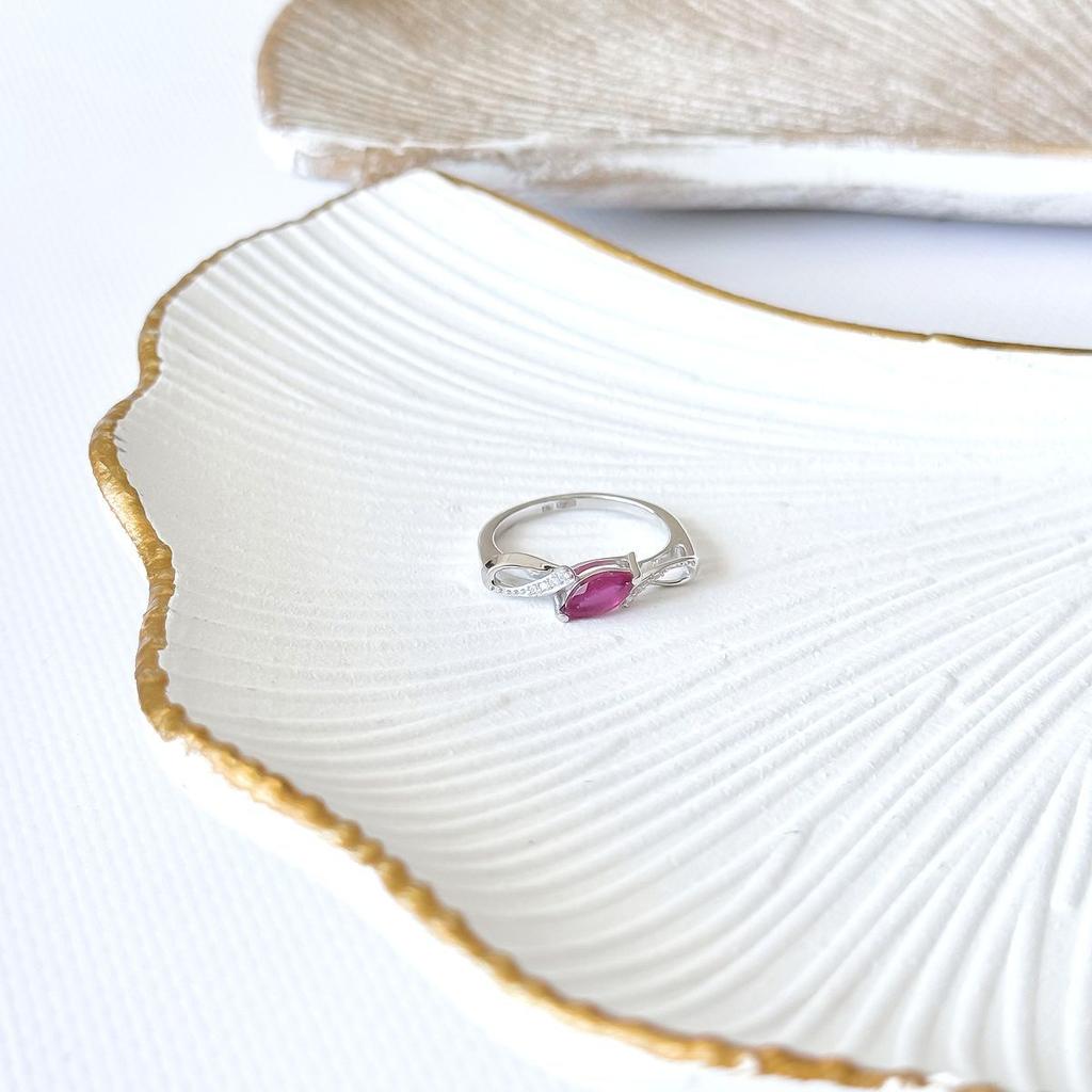 Silver Ring with Natural Ruby 0.912ct, Cubic Zirconia, Product Weight 2.41 G (2165583)