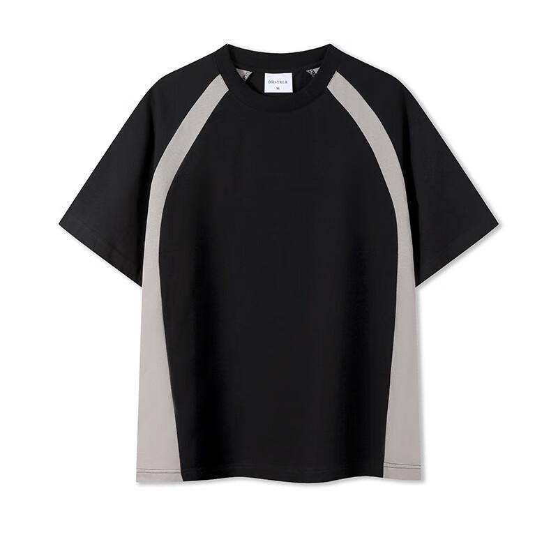 JIAOXIU Unisex Sporty Color Block Side Splice T-Shirt M