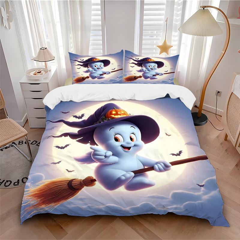 3pcs Flying Wizard Ghost Quilt Set - Soft and Comfortable Bedroom, Guest Room and Dorm Decor Bedding Set 1 Quilt Cover + 2 Pillowcases.L041