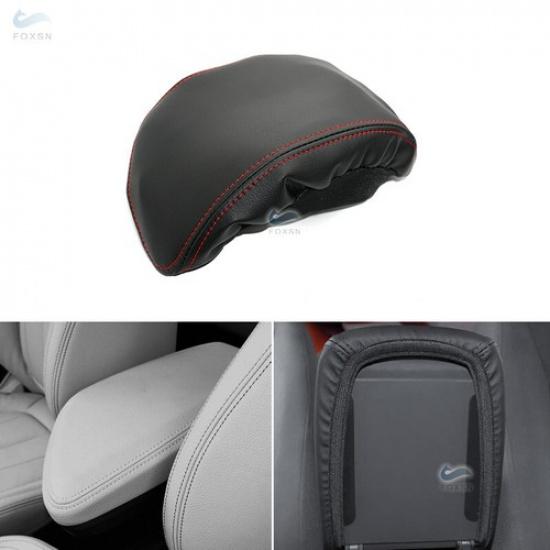 ЧЕРНАЯ  Кожаная+Красная Линия Накладка на Подлокотник Центральной Консоли  Для BMW X1 F48 2016-