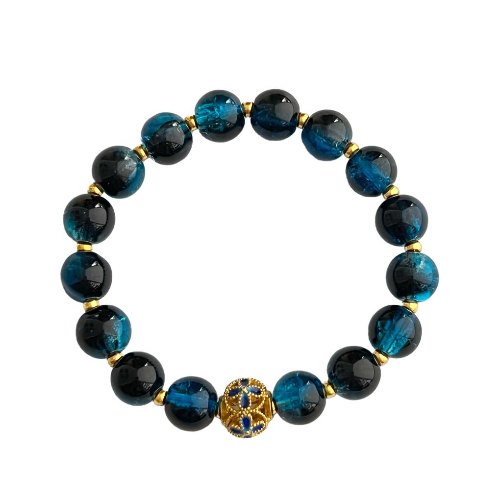 Bracelet For Women 10MM Round Handmade Glass Stone Stretch Adjustable Beaded Bracelet DIY Beading Charms Bangles Gifts For Teen Girls