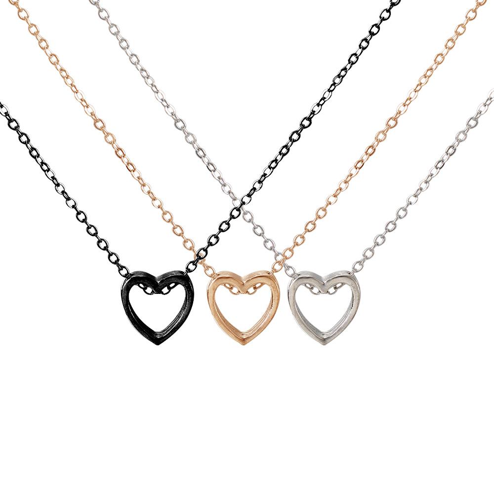 

Gift for Girlfriend Girls Romantic Love Charm Clavicle Chain Pendant Necklace Hollow Heart Jewelry серебряный