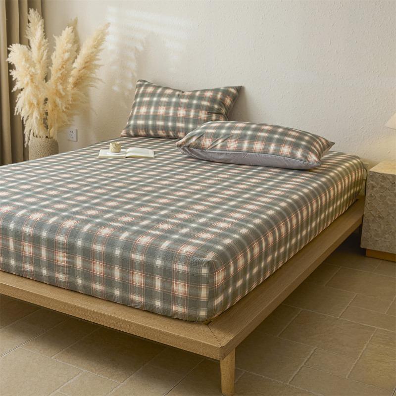 new cotton washed cotton lattice series single bed hat thickened tatami non-slip bed cover single piece fitted sheet