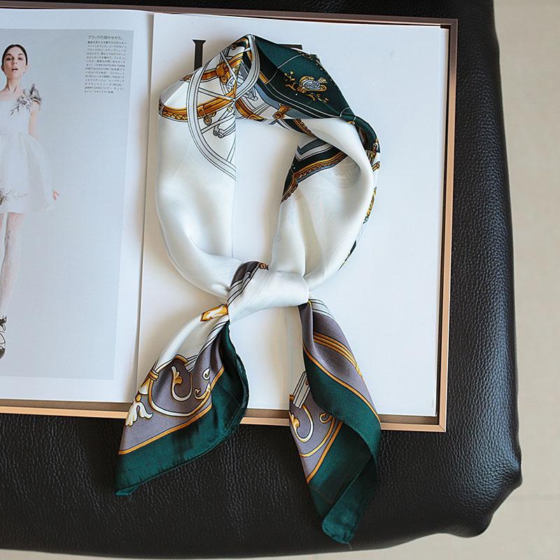 Fashionable Silk-Like Square Scarf Lightweight Stylish Versatile For Women Spring Autumn Casual Wear Neutral Colors Multi-Purpose Accessory