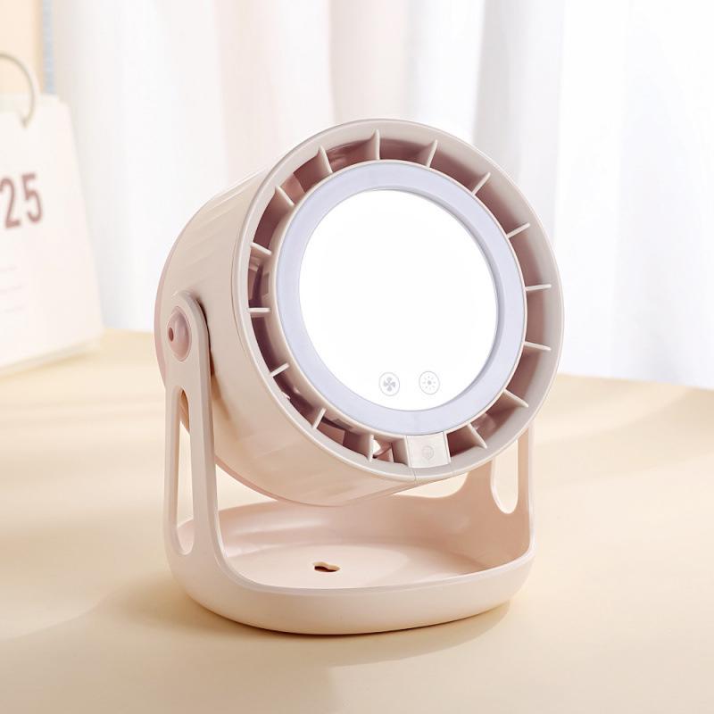 

USB Rechargeable LED Desktop Mirror Fan with Digital Display for Dorms and Offices 168x138x198mm