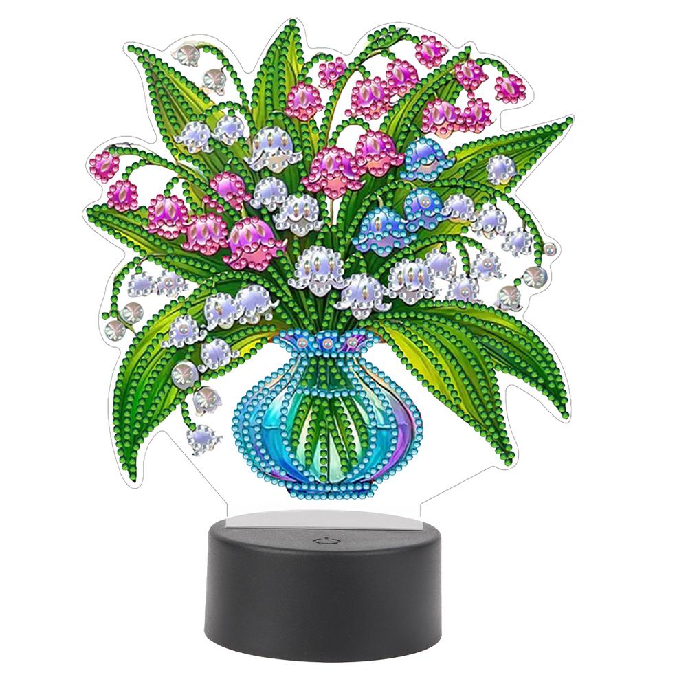 Acrylic Double Sided Vase Decorative DIY 5D Diamond Lamp Diamond Painting Night Light Diamond Art Light Ornaments for Art Crafts