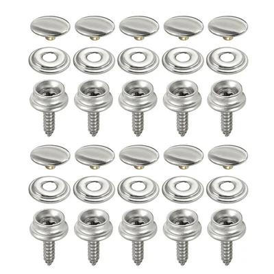 30Pcs/10Set Marine Grade Snaps Fastener Stainless Steel Snaps Buttons 15mm Snap Kits For Boat Cover Sewing Leather Canvas