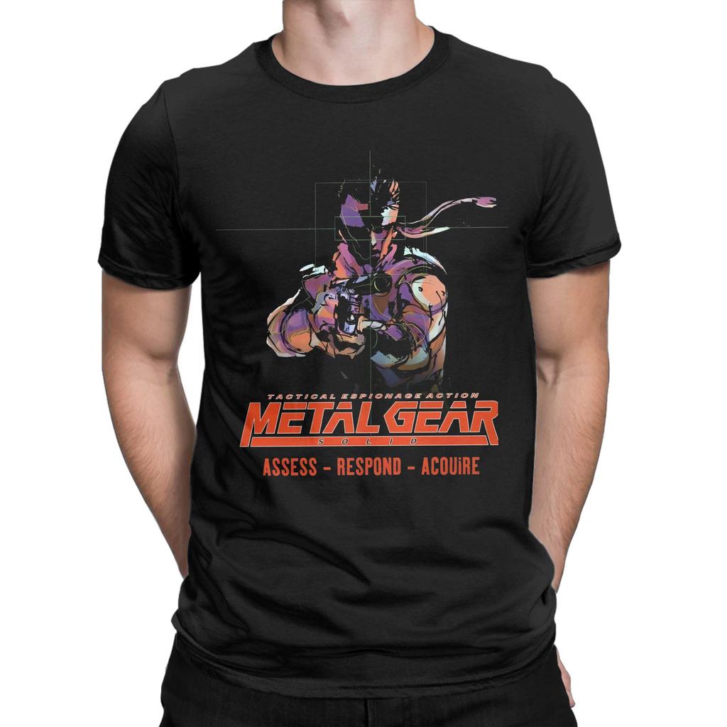Vintage Metal Gear Japan Videospiel T-Shirt Herren Rundhals Baumwolle T-Shirts Kurzarm T-Shirt Sommer Oberteile