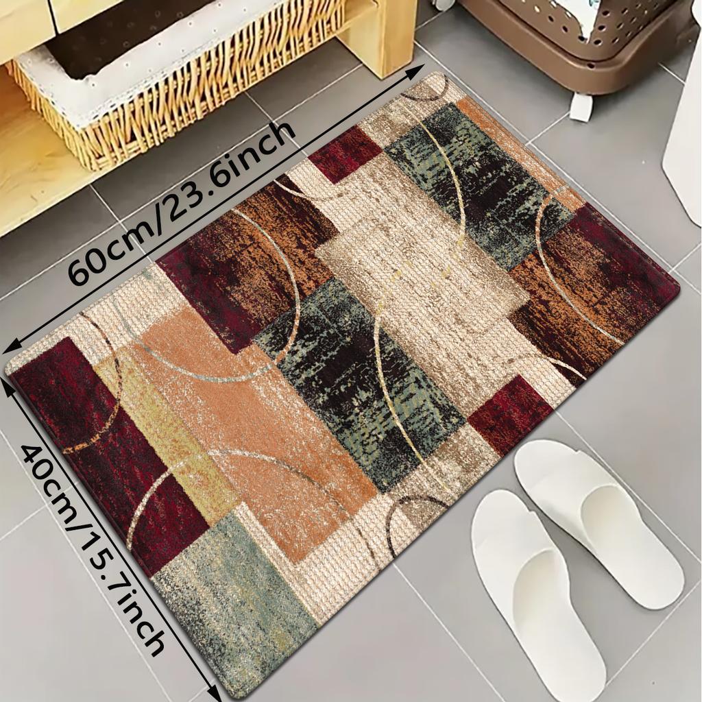 1Pcs Anti Fatigue Kitchen Rugs,Vintage GeometricPrint Waterproof Non-Slip Thick Cushioned Kitchen Mat Heavy Duty Comfort Standing Mat for Kitchen