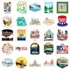 50 American Travel Stickers: Waterproof Scenery for Journals, Phone Cases, and More