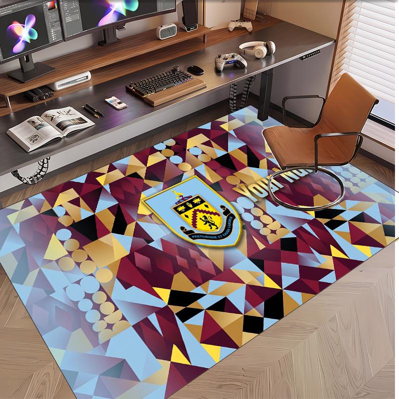 Personalized Crystal Velvet Carpet Burnley Football Pattern Non Slip Floor Rug