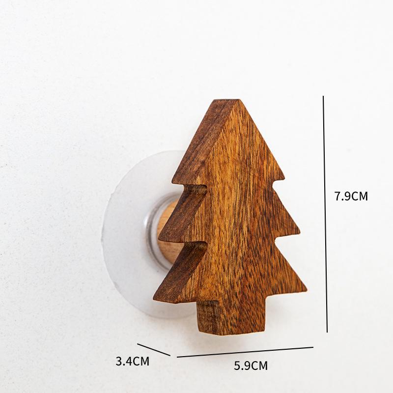 Nordic Solid Wood Star & Moon Wall Hook Set - Punch-Free Design for Coats & Hats