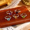 S925 silver inlaid treasure ring, natural garnet citrine single stone design, wire drawing process, high-end gift for women