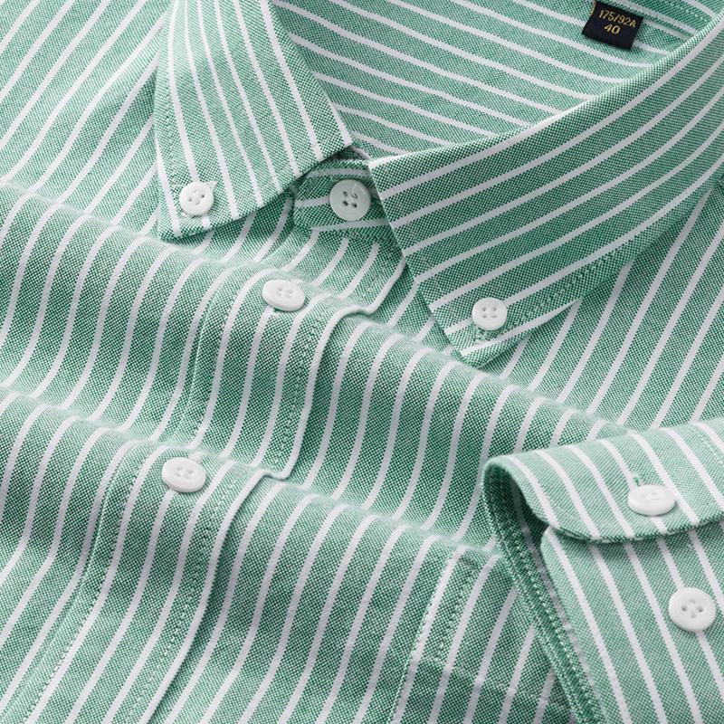 100%  Cotton Striped Shirs for Men Long Sleeve Cotton Oxford Shirt Long Sleeve Casual Business Autumn Spring