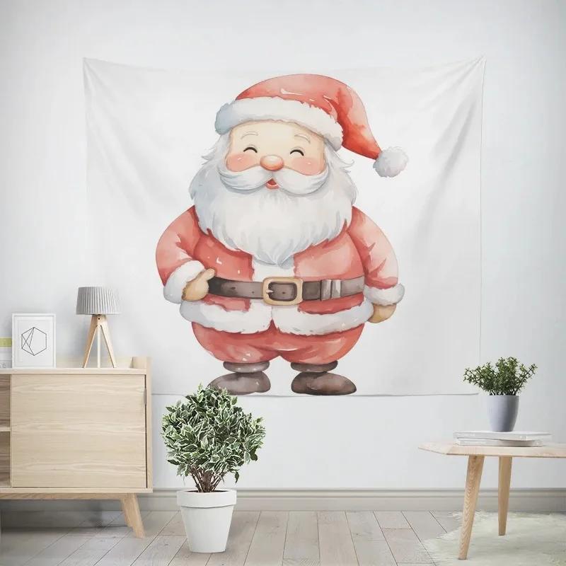 Neujahr Weihnachten Cartoon Weihnachtsmann Schlitten Muster Wandteppich Wohnzimmer Sofa Heimdekor Weihnachtsgeschenk