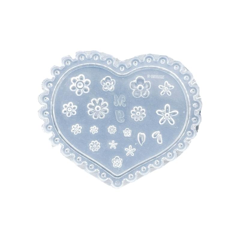 Silikon Nagelkunstform mit Pilz-, Ahornblatt-, Herzmustern für DIY Maniküre-Design, wiederverwendbare Vorlage