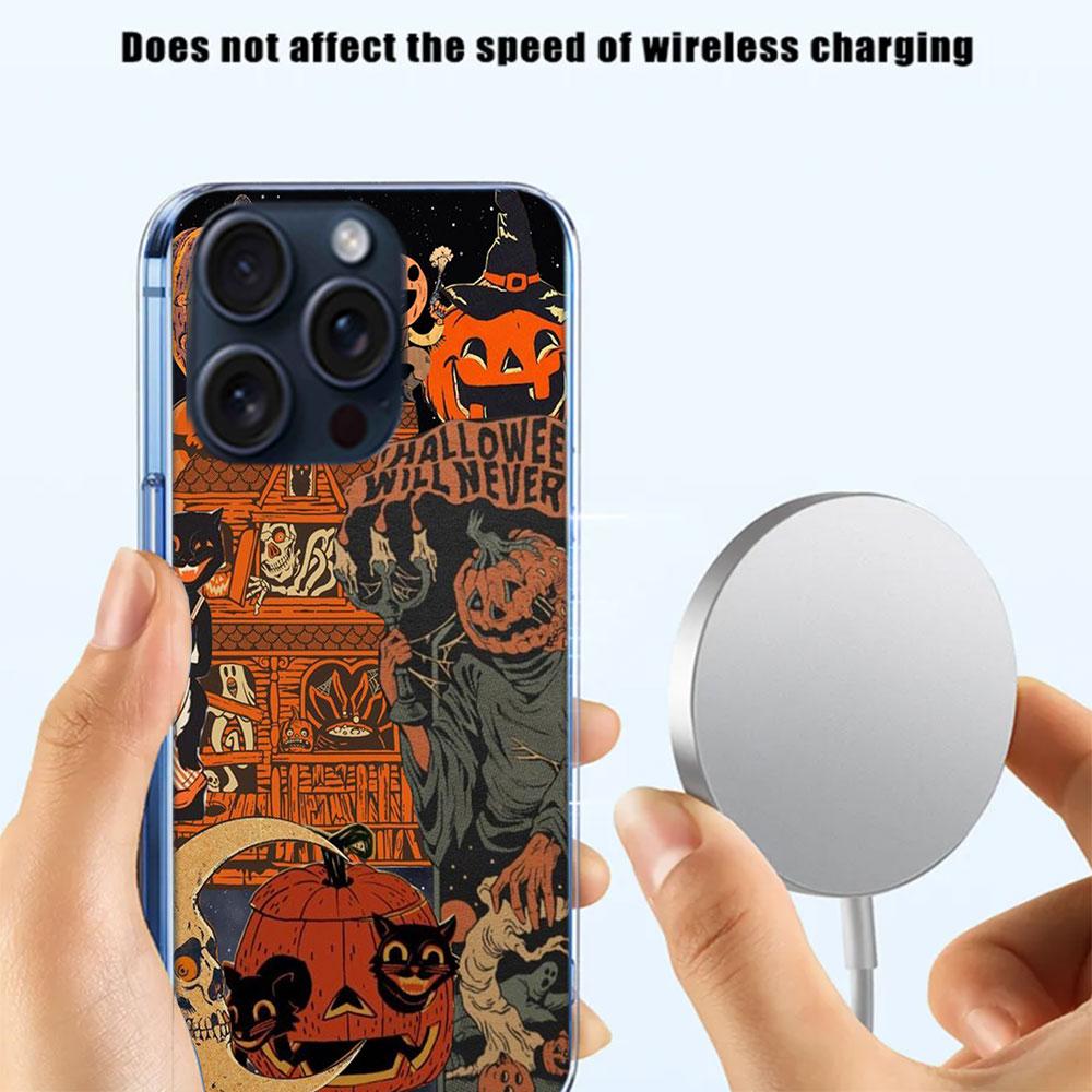 Halloween Fall Art Witch Cat Clear Phone Case For Iphone 17 Air 16 Pro Max 15 Pro 14 Plus 17E 16E 11 13 12 Mini Cover Cases Fund