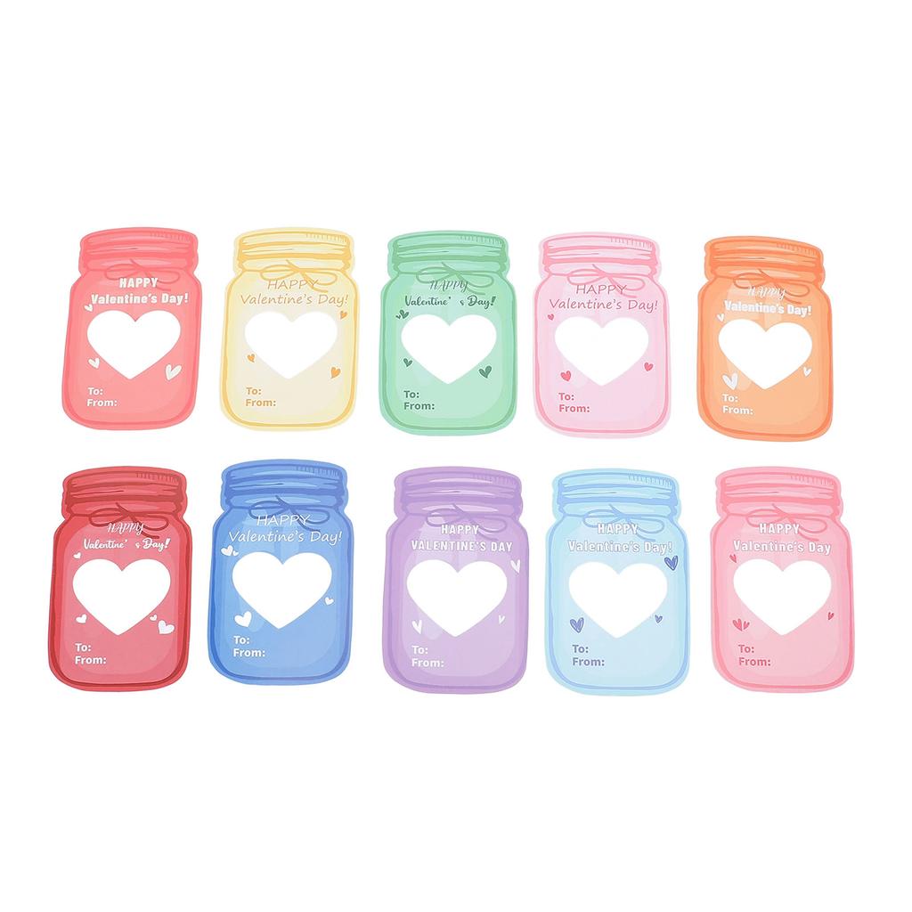 30 ks Valentýnských přání pro děti Výměna dárků ve sklenici Valentýnské DIY přáníčka s plastem