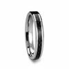 High Quality 4mm Black Carbon Fiber Wedding Ring Beveled Polished Classic Men Stainless Steel Jewelry Anniversary Gift