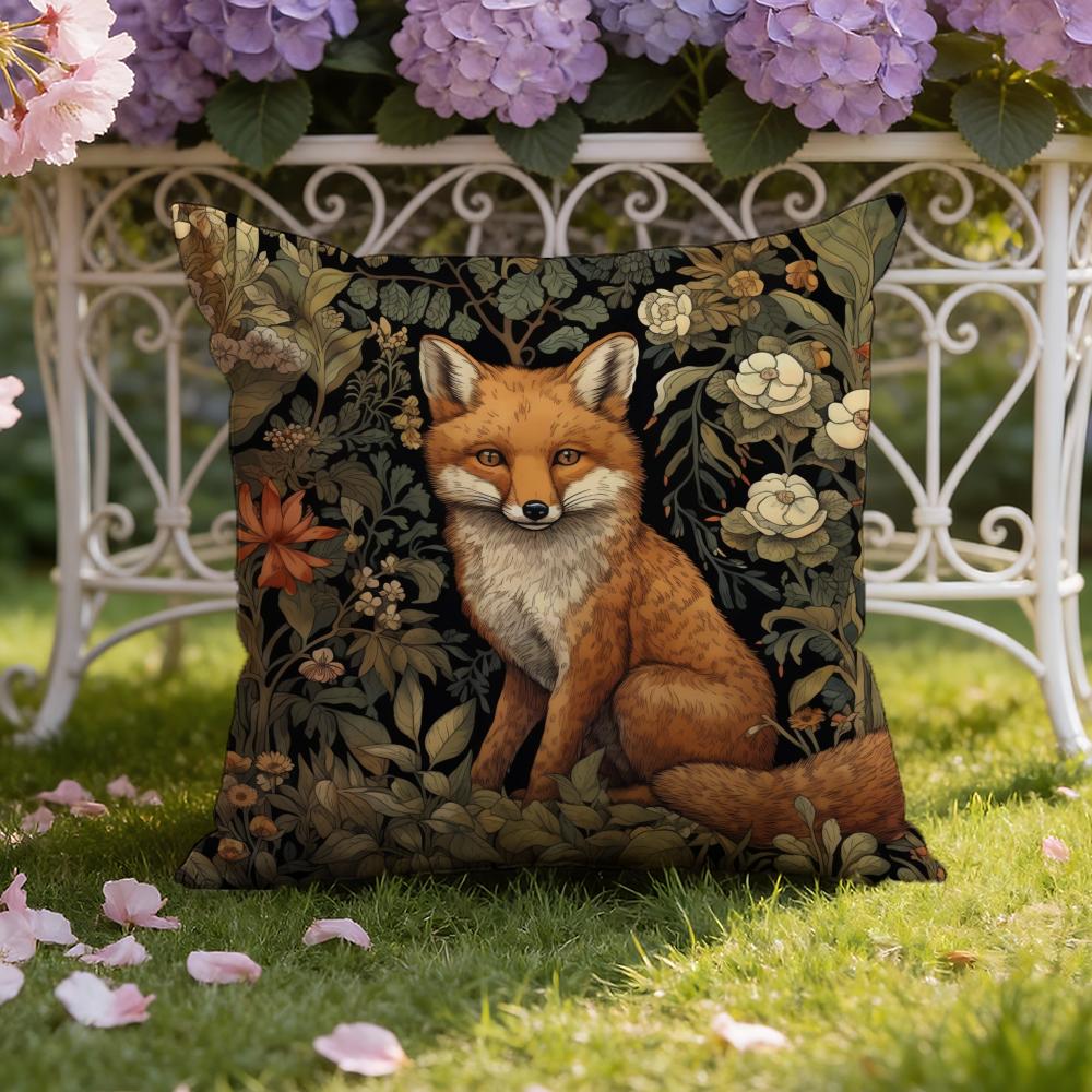 W-William M-Morris Art Fox Cushion Cover Home & Car Dual-Scene Pillow Cover: Reversible for Premium Comfort