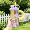 Water bottle Internet celebrity large capacity plastic cup with tea warehouse straw ice cup female student outdoor fitness water cup can be