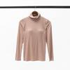 Women's Modal Padded High Neck Long Sleeve T-Shirt with Integrated No Underwire Bra Cup Pajama Base Layer