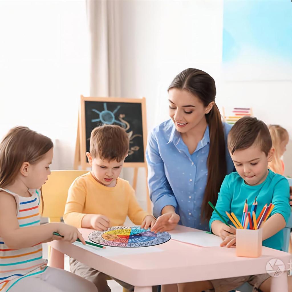 Feelings Wheel Therapy Office Decor, 9.7 Inches Diameter Large Double Sided Mental Health Decor Emotion Wheel with Stand, Wooden Coping Wheel Chart