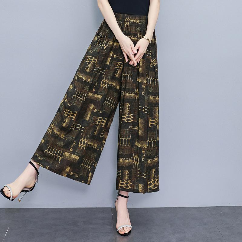 Summer Wide Leg Pants for Women Vintage Clothes Plus Size Loose Elastic Waist Casual Pants