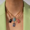 Yori Simple Versatile Natural Stone Fish Stainless Steel Necklace Jewelry for Women Animal Ocean Style Choker Suitable