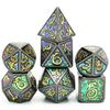 Cusdie Dragon Font DND Dice Metal, Auspicious Cloud, 7Pcs Polyhedral Dice Set, for D&D Role Playing Game Pathfinder Board Games