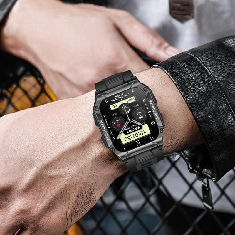 Rainbuvvy NX6 Smart Watch 1.95inch TFT Screen 240x282 BT5.1 Bluetooth Call IP68 Waterproof 400mAh Big Battery Android Sports Watch