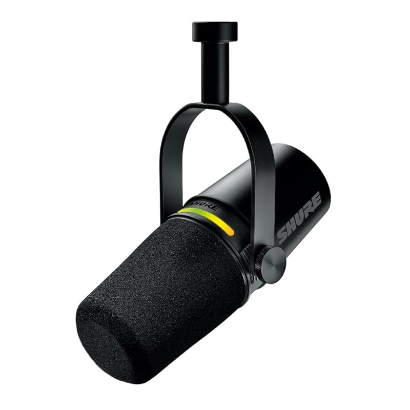 Shure MV7+ Podcast Microphone, Black (MV7+-K): OBS Certified, Dynamic Cardioid Unidirectional Microphone with USB-C and XLR Wired Connection, Noise