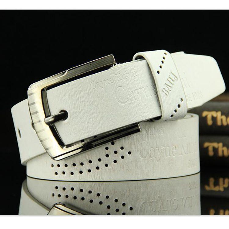 Pin Buckle Belt Clothing Accessories Men's Belt Retro Hollow Out Leather Fashion Leisure  Handmade