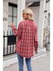 2024 Women's Casual Loose Plaid Pocket Shirt - Autumn/Winter European & American Fashion