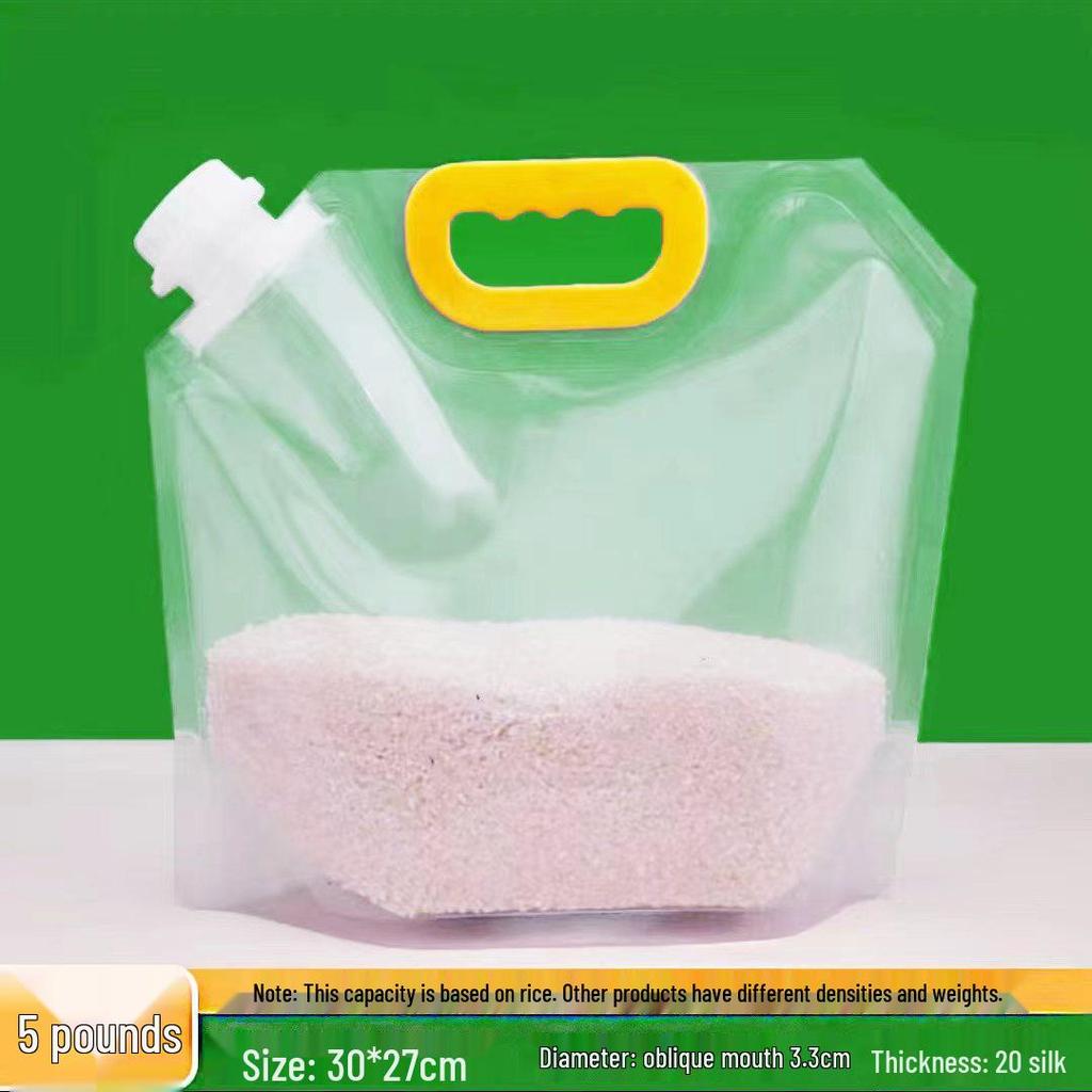 Transparenter, feuchtigkeitsbeständiger Getreideaufbewahrungsbeutel mit selbsttragender Düse