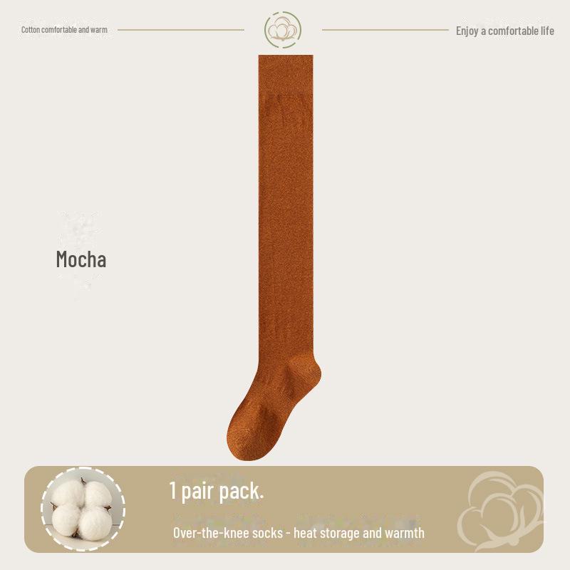 Chaussettes montantes en coton pour femmes: Longueur cuisse, Chaud, Antidérapant, Design sans armatures pour le printemps et l'automne