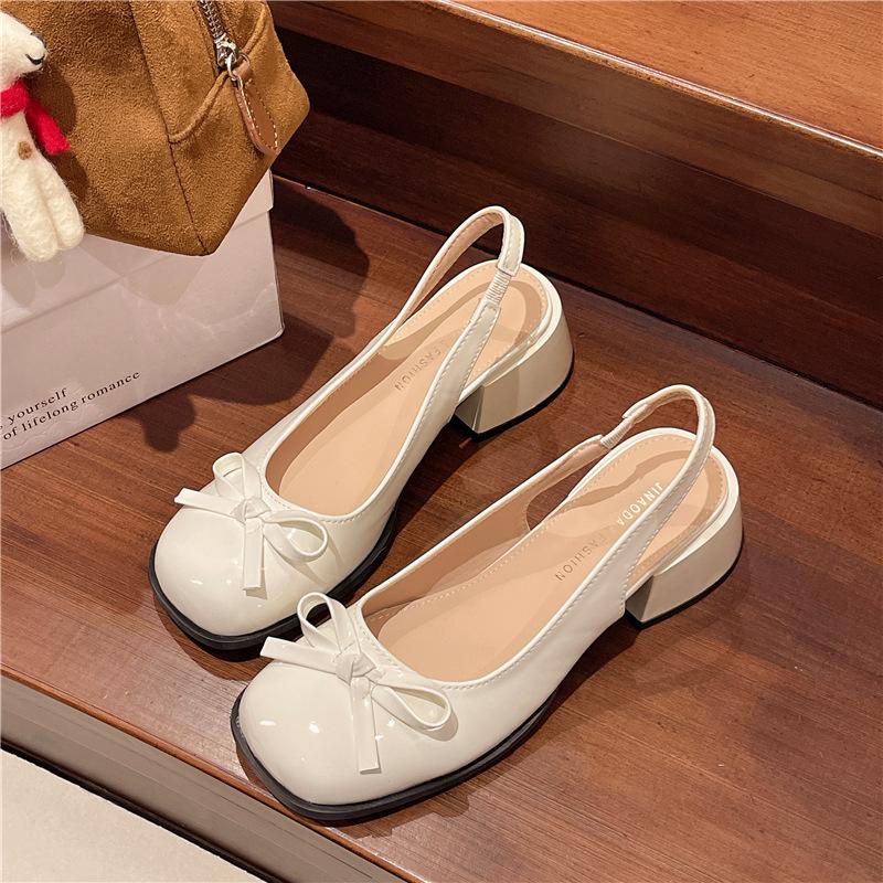 Bow bag head thick heel high heel sandals women's summer new with skirt single shoes women's shoes
