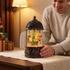 Winter Wonderland Home Decor Christmas Snow Lantern, Lighted Lantern with Music Swirling Glitter, Box Ornament USB /Battery Operated Decorative