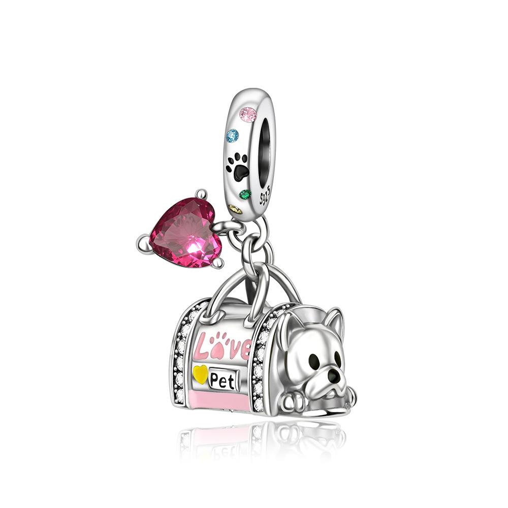 S925 Silver Cute Animal DIY Pendant Charms Set Koala Puppy Elephant Shape Handmade Beaded Necklace Craft Supplies